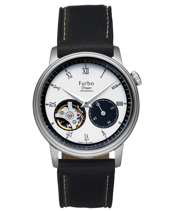 Furbo design F9007 自動巻き メンズ腕時計 黒 レザーベルト